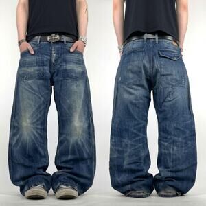 Vintage y2k grunge archive faded rare baggy wide leg skater jeans
